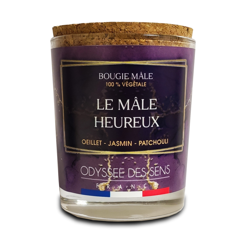 Bougie végétale 220g, bouchon liège LE MALE HEUREUX - OPIUM