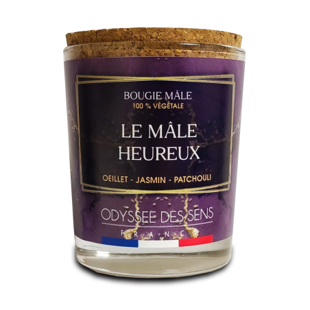 Bougie végétale 220g, bouchon liège LE MALE HEUREUX - OPIUM