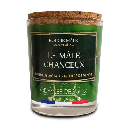 Bougie végétale 220g, bouchon liège LE MALE CHANCEUX - MINT 27